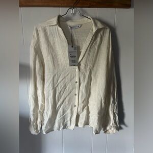 Zara Off-White Textured Blouse